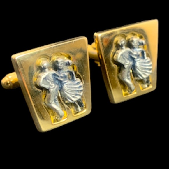 Anson Brand Dancing Couple Cufflinks 1950's Mid Century Swing Sock Hop. - Picture 1 of 5